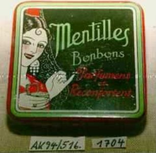 Automaten-Blechdose für "Mentilles Bonbons"