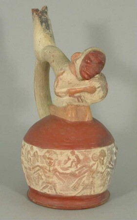 Applikation: anthropomorphe Figur mit Trommel, blind; Relief: