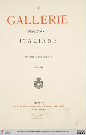 3: Le Gallerie nazionali italiane: notizie e documenti