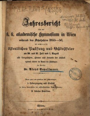 Jahresbericht. 1855/56