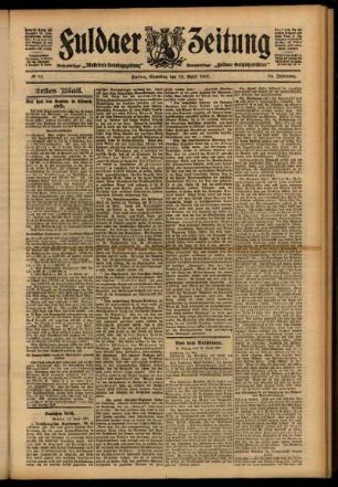 Erste Ausgabe vom Samstag, den 13. April 1907.