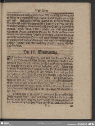 Die IV. Eintheilung