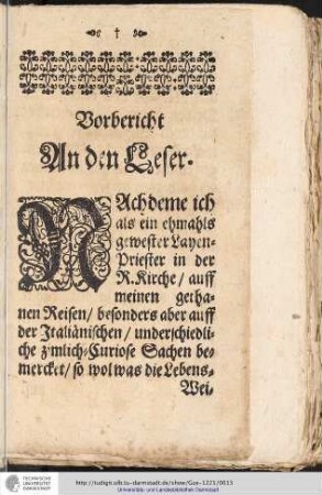 Vorbericht An den Leser.