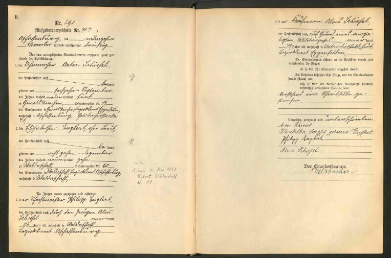 Standesamtsbuch der Stadt Aschaffenburg: Eheschließungen 252/1930 - 130/1931