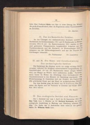 35. und 36. Die Münz- und Kunstsammlung. Das archäologische Institut.
