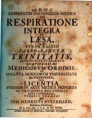 Disp. inaug. med. di respiratione integra et laesa