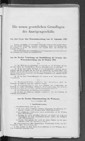 Die neuen gesetzlichen Grundlagen des Anzeigengeschäfts