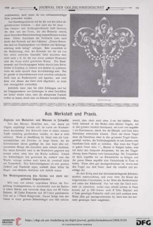 Aus Werkstatt und Praxis