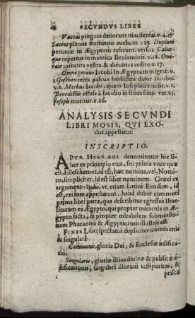 Analysis Secundi Libri Mosis, Qui Exodus appellatur.