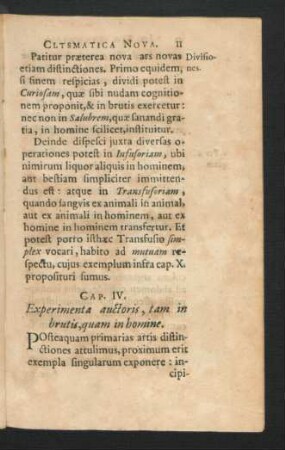 Cap. IV. Experimenta auctoris, tam in brutis, quam in homine.
