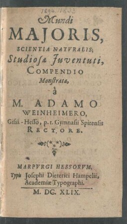 Mundi Maioris, Scientia Naturalis