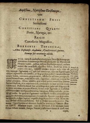 Nobilissimo Christiano Friis. Serenissimi Christiani Quarti.