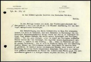 Anschreiben an die Zentraldirektion