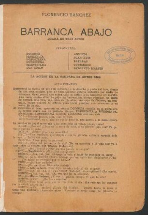 Barranca abajo : drama en tres actos