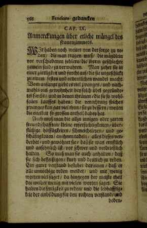 Cap. IX. Anmerckungen über etliche mängel des frauenzimmers.