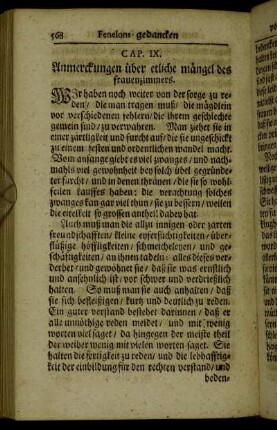 Cap. IX. Anmerckungen über etliche mängel des frauenzimmers.