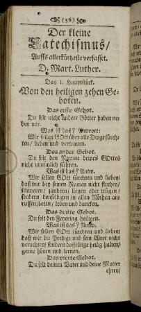 Der kleine Catechismus/ Auffs allerkürtzeste verfasset. D. Mart. Luther.