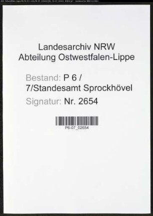 Heiratsregister Standesamt Sprockhövel