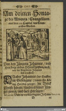 Am dritten Sontage des Advents, Evangelium aus dem II. Capitel des Evangelisten Matthaei