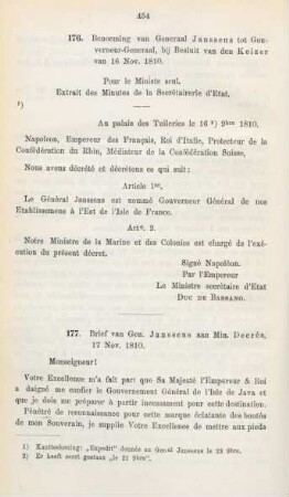 176. Benoeming van Generaal Janssens tot Gouverneur-Generaal, bij Besluit van den Keizer van 16 Nov. 1810