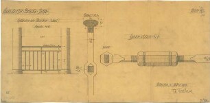 Fischer, Theodor; Jena; Camsdorfer Brücke - Geländer am Pavillon (Ansicht, Schnitt, Detail)