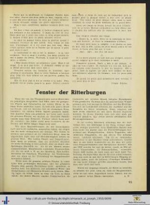Fenster der Ritterburgen.