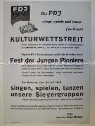Maueranschlag der FDJ Meißen mit Ankündigung eines Festes der Pioniere