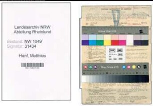 Entnazifizierung Matthias Hanf , geb. 31.12.1906 (Techniker)