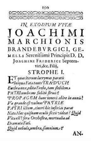 In Exodium Vitæ Joachimi Marchionis Brandebvrgici [...]