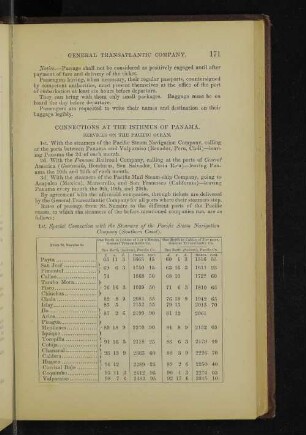 1st. Special Connection with the Steamers of the Pacific Steam Navigation Company (Southern Coast).