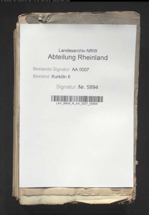 Handakten des kölnischen Lehnsregistrators Dupuis über die Aufteilung der kurkölnischen Hofrats- und Lehnsregistratur