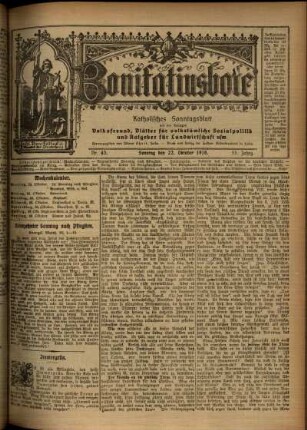 Erste Ausgabe vom Sonntag, den 22. Oktober 1916.