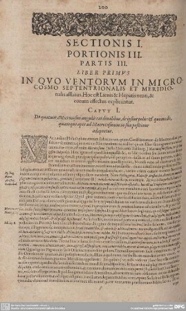Liber Primus. In Quo Ventorum in microcosmo septentrionalis et meridionalis afflatus...