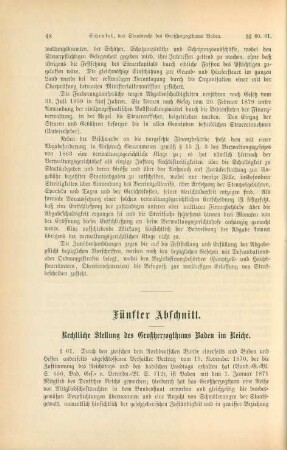Fünfter Abschnitt. Rechtliche Stellung des Großherzogthums Baden im Reiche