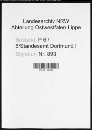 Sterberegister Standesamt Dortmund-Mitte I