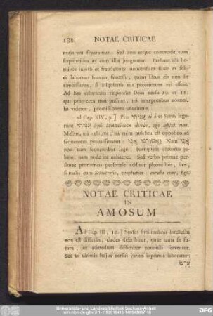Notae Criticae In Amosum