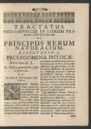 Disputatio I. Prolegomena Physicae.