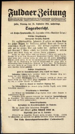 Ausgabe vom Dienstag, den 26. September 1916.