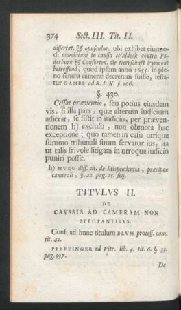 Titulus II. De Caussis Ad Cameram Non Spectantibus.