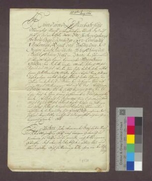 Verpachtung von Gütern des Domstifts Basel zu Huttingen und Istein an Michel Schmidt und Michel Dösterich (Döserich) zu Huttingen sowie Josef Dösterich (Döserich) zu Istein.