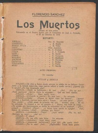 Los muertos : drama en tres actos
