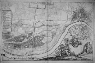 Stadtplan von Dresden : Plan von Dresden mit Einzeichnungen von Aufmarsch- und Festplätzen anläßlich der Vermählung des Kurprinzen Friedrich August mit Maria Josepha 1719 vor der Beschriftung