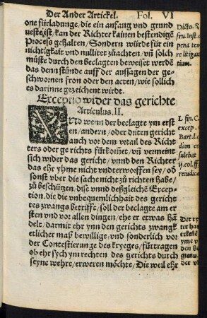 Exceptio wider das gerichte Articulus. II.