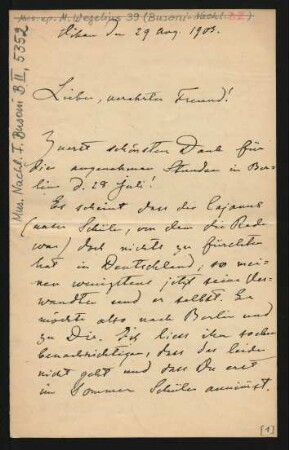 Brief an Ferruccio Busoni : 29.08.1903