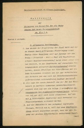Bahnhof, Metz: Erläuterungsbericht, 6 Blatt