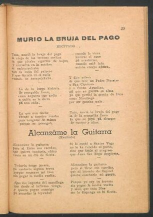 Murió la bruja del Pago : Recitado