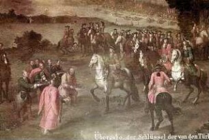 Die Übergabe der Schlüssel der von den Türken eroberten Festungen an Herzog Karl V. von Lothringen 1687