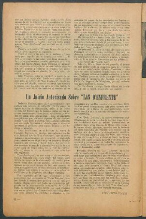Un juicio autorizado sobre "Las d'enfrente"