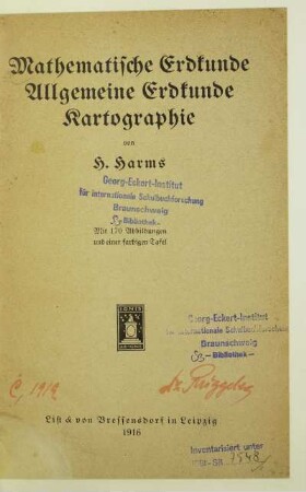 Mathematische Erdkunde, Allgemeine Erdkunde, Kartographie