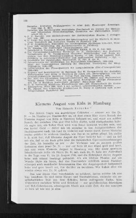Klemens August von Köln in Hamburg